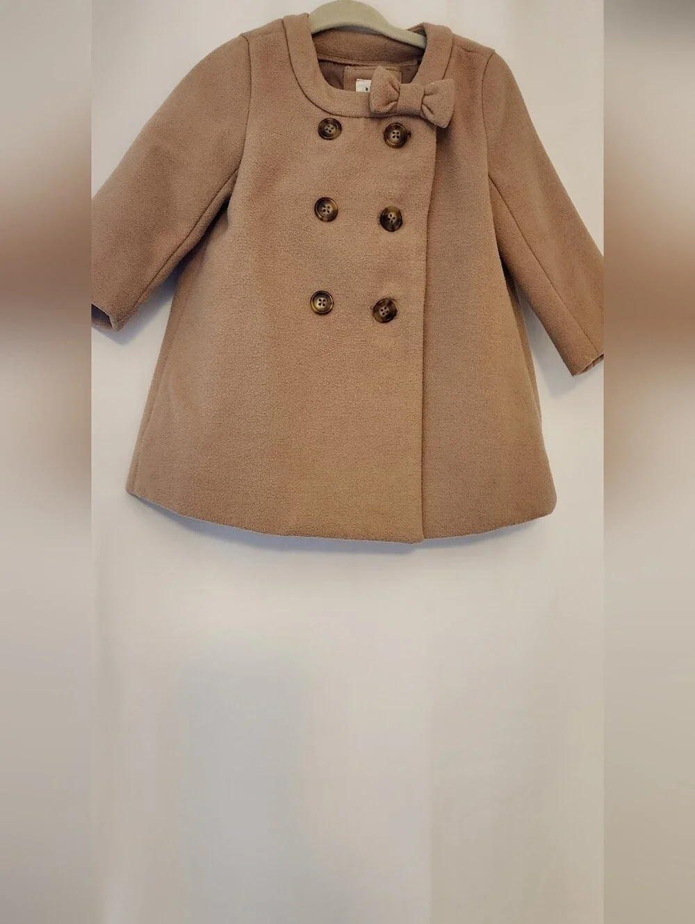 GAP Girls' Camel Bow Double-Breasted Pea Coat